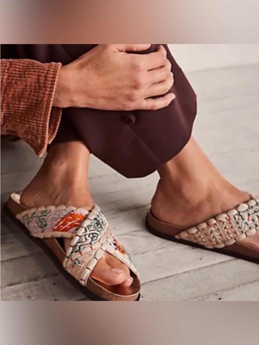 free people sandals wildflowers crossband patched kantha SZ 41 - Picture 1 of 7